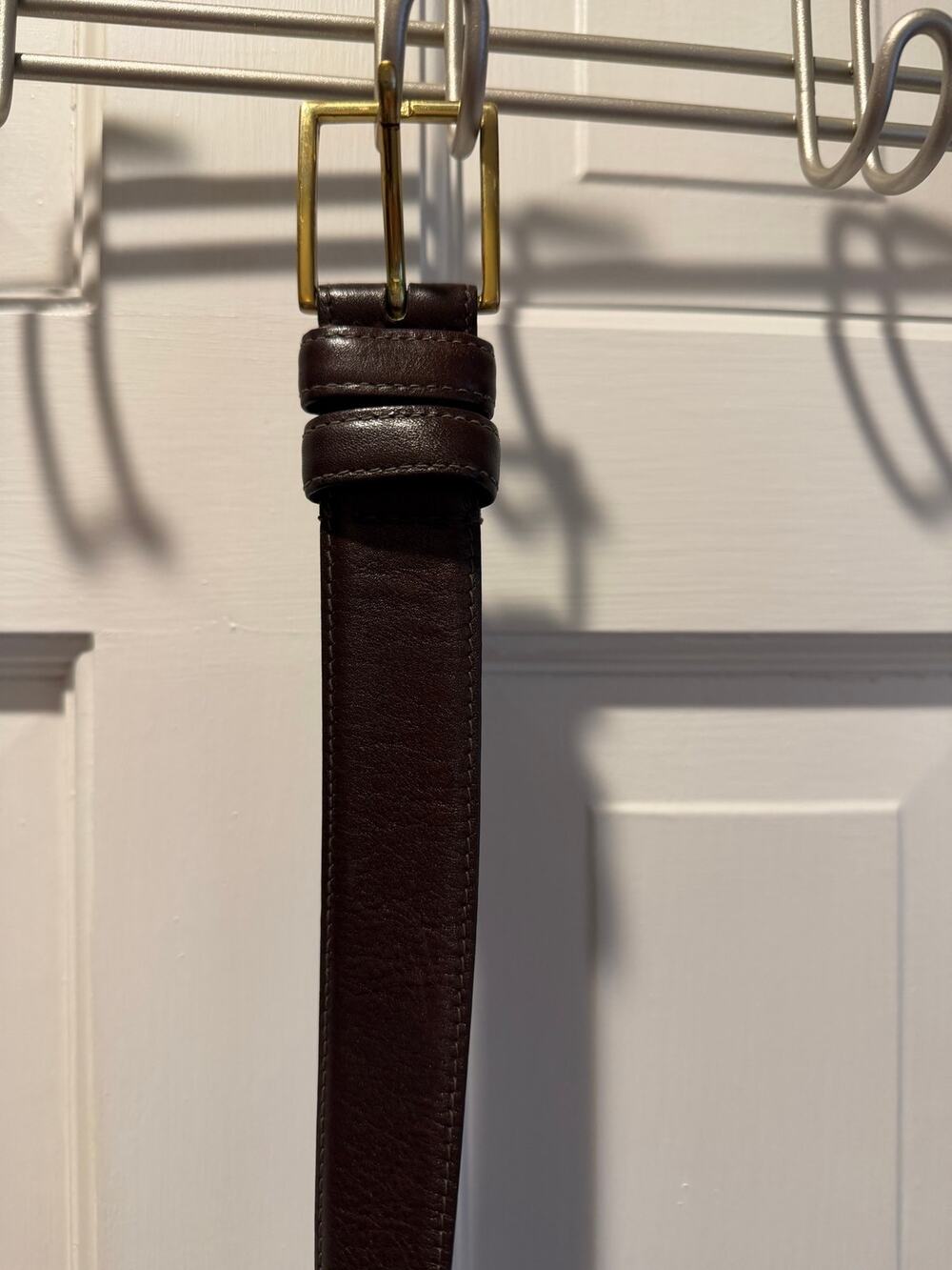 VTG Brooks Brothers Classic Brown Leather Dress Belt Style 1135 Size 40  Brass